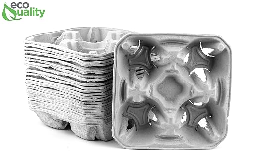 Pulp Fiber Cup Tray Biodegradable 4 Cup Carrier 10 Pack by EcoQuality - Image 2