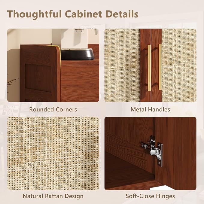 60" Rattan Sideboard Buffet Cabinet - Image 8