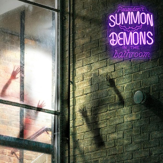 Please Don't Summon Demons in the Bathroom Neon Sign Gothic Wall Art Dimmable - Image 7