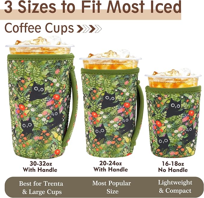 KJQJLY 3 Pack Reusable Iced Coffee Sleeves - Image 2