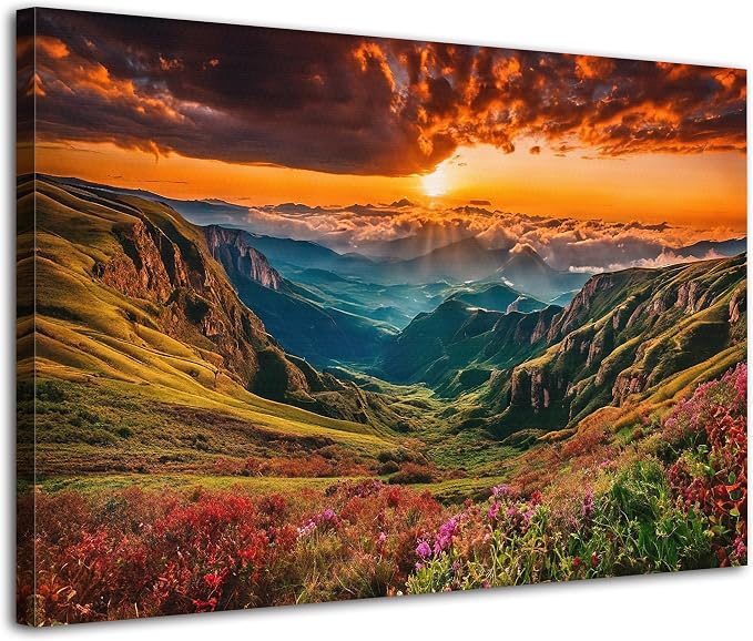 Sunrise Mountain Wall Art Great Smoky Mountain Canvas Prints Photo Living Room by Unknown