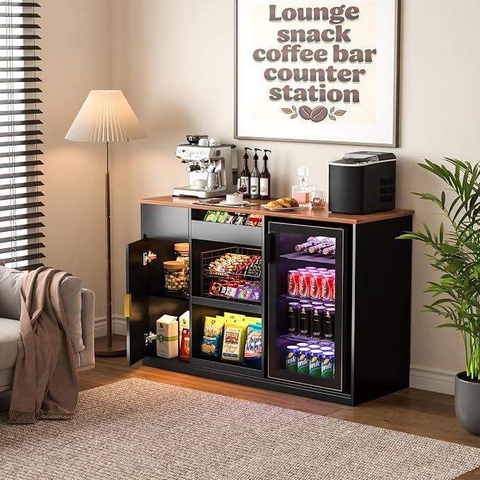 GDLF Snack Bar Cabinet with Fridge Space, Snack Organizer with Storage and - Image 8
