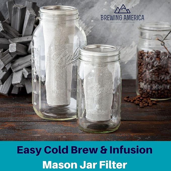 Cold Brew Filter for Mason Jar Wide Mouth Coffee Maker, UPGRADED Stainless - Image 2