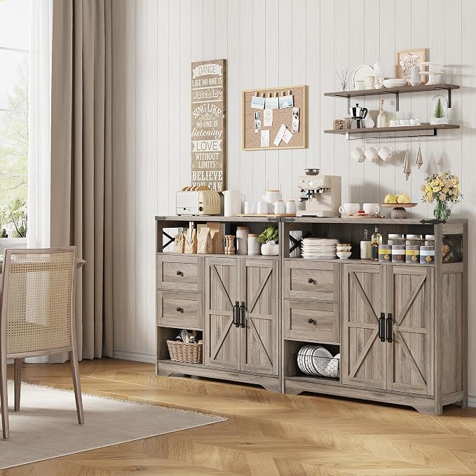 Vabches Farmhouse Buffet Sideboard Cabinet - Image 5