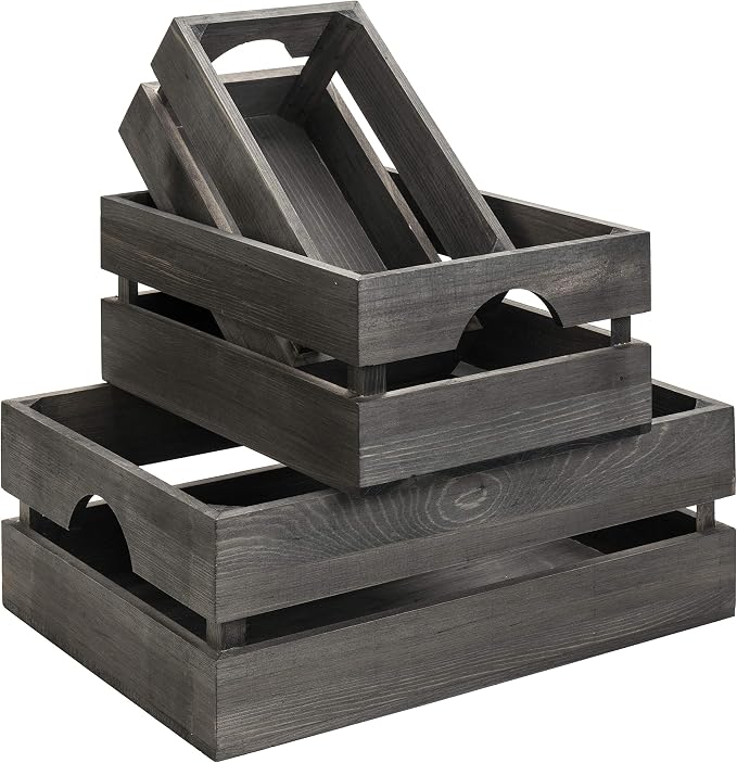 MyGift Rustic Gray Solid Wood Storage Organizer Box by MyGiftHome