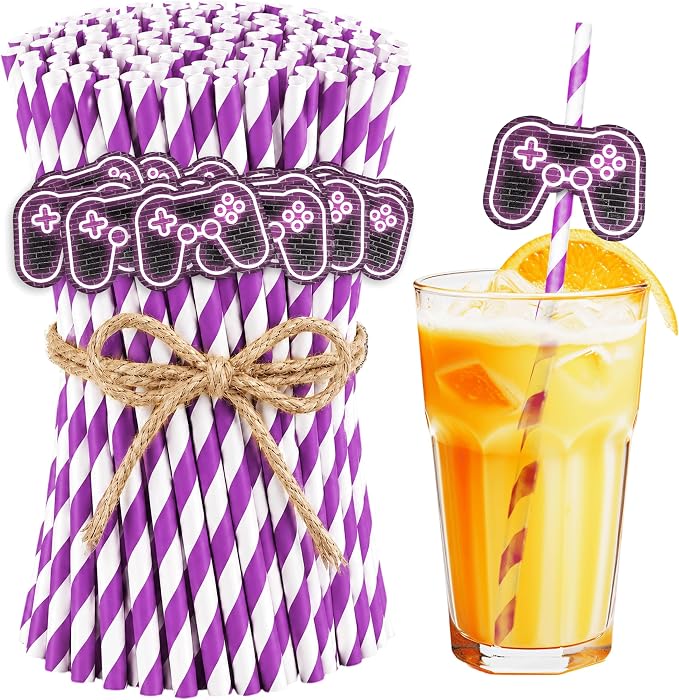 Game Console Themed Straws, Drinking Straw, Disposable Straw, Party Supplies by wuguimeii