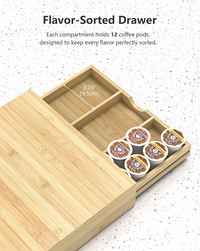 Bamboo Coffee Pod Drawer Organizer Compatible - Image 5