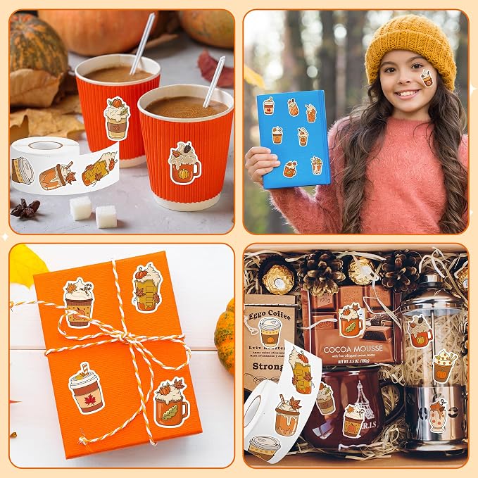 Haooryx Fall Coffee Sticker Roll - Image 6