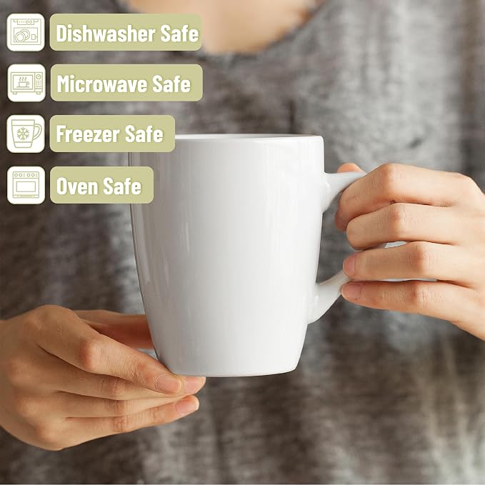 BTaT- White Coffee Mug Set, 12 Pack, Ceramic Coffee Cups | Bulk Mug Set - Image 4