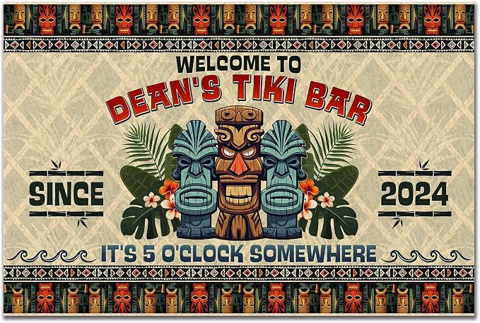 THUYPT Personalized Tiki Bar Mat, Dish Drying Mat by Handmade
