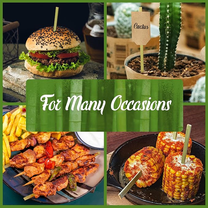 BambooMN Flat Sticks Bamboo Kebab Food Drink Skewers - Image 2
