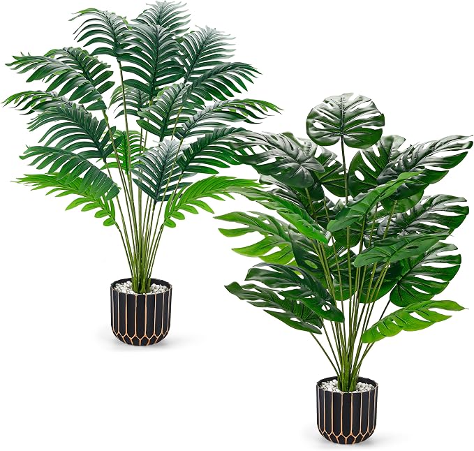 Der Rose Fake Palm Tree Large Artificial Potted Monstera Plants Indoor by DerRose
