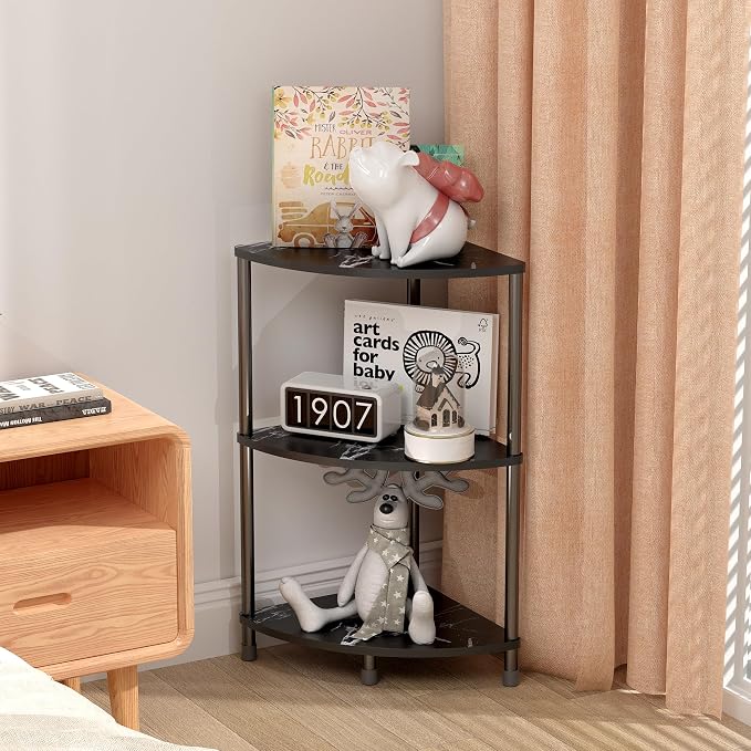 Book Small Corner Shelf, 3 Tier Corner Bookshelf Display - Image 4