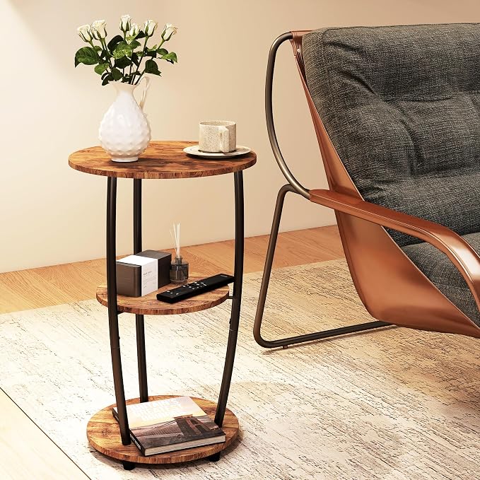 MWOOD Small Round Side Table, 3-Tier End Table - Image 5