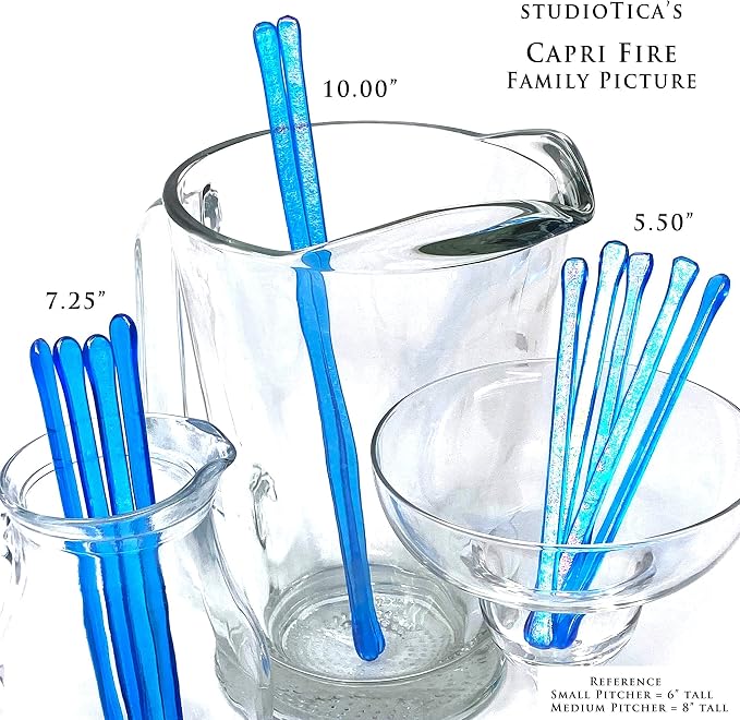 studioTica Handmade Glass Swizzle Sticks: Capri Fire, Cocktail + Hiball Stirrer - Image 6