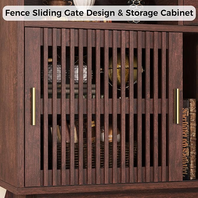 IRONCK Storage Cabinet with Drawer, Coffee Bar Cabinet with Sliding Door - Image 7