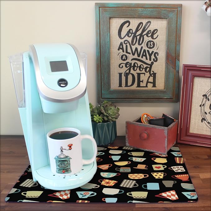 Coffee Maker Mat for Countertop – Absorbent, Non-Slip Coffee Bar Mat, Protects - Image 2