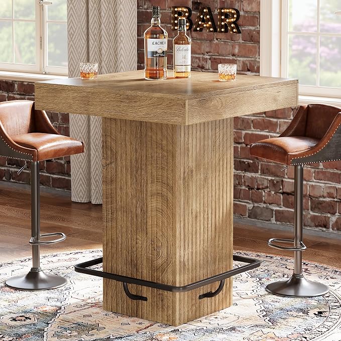 Tribesigns Square Bar Table, Kitchen Dining Table, Industrial Counter Height by Unknown