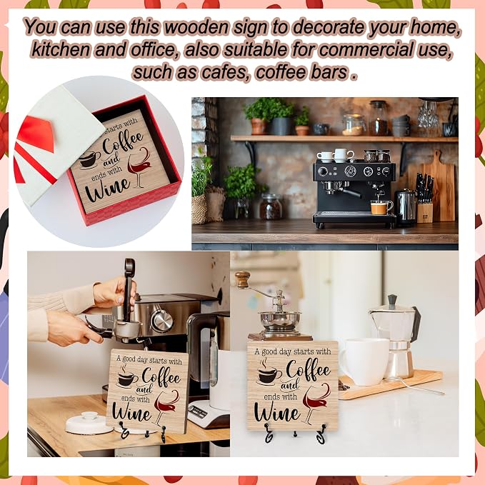 Coffee And Wine Desk Decor Sign, Rustic Wooden Sign - Image 5