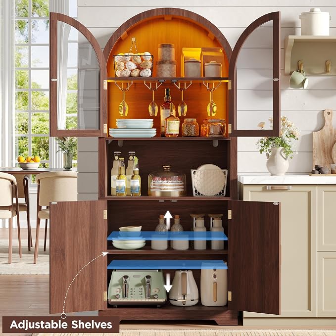 Maupvit 70" Tall Arched Wine Bar Cabinet - Image 4
