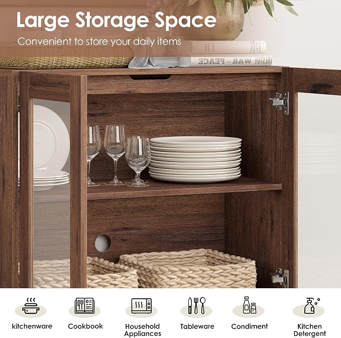 WAMPAT Sideboard Buffet Cabinets, Modern Credenza Sideboard - Image 6