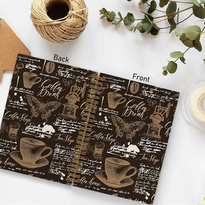 Retro Coffee Spiral Notebook, Coffee Themed Journal Notebook, Coffee Butterfly - Image 3
