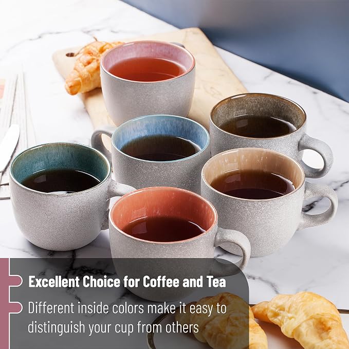 BTaT- Porcelain Coffee Mugs Set, 14 oz, 6 Pack, Ceramic Coffee Mugs, Matte - Image 7
