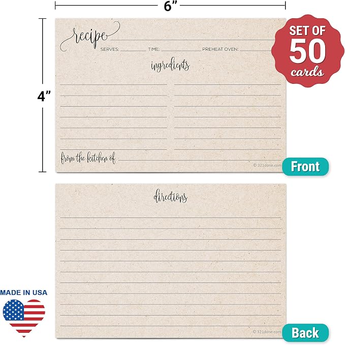 321Done Recipe Cards Modern Rustic Kraft Tan - Image 2