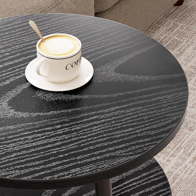 Round Side Table with Power Outlet & USB Ports, 3-Tier End Table with Storage - Image 9