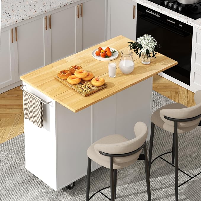 Shintenchi Kitchen Island with Folding Drop Leaf, Rolling Island Table with by Shintenchi%7CFurnitureMadeforRealLife