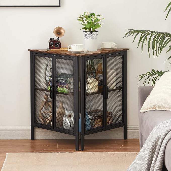 VECELO Corner Cabinet/Table, 3-Tier Display Shelves - Image 7