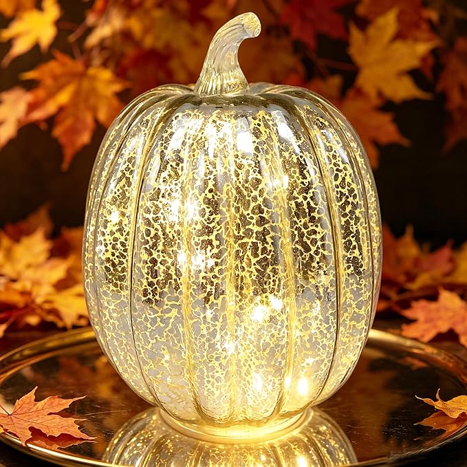 Mercury Glass Pumpkin Light by CFDECORCandlesandHolders