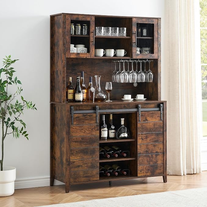 IDEALHOUSE 70'' Wine Coffee Bar Cabinet - Image 7