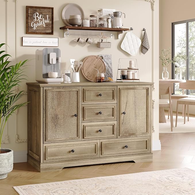 GarveeHome 47" Farmhouse Sideboard Buffet Cabinet, Sideboard Storage credenza by GarveeHome