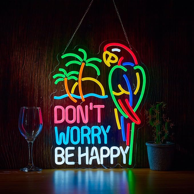 Don't Worry Be Happy Neon Sign for Wall Décor Dimmable USB Beer Bar LED Neon by ZODZ