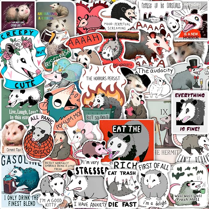 100Pcs Possum Stickers, Opossum Stickers by BulbaCraft