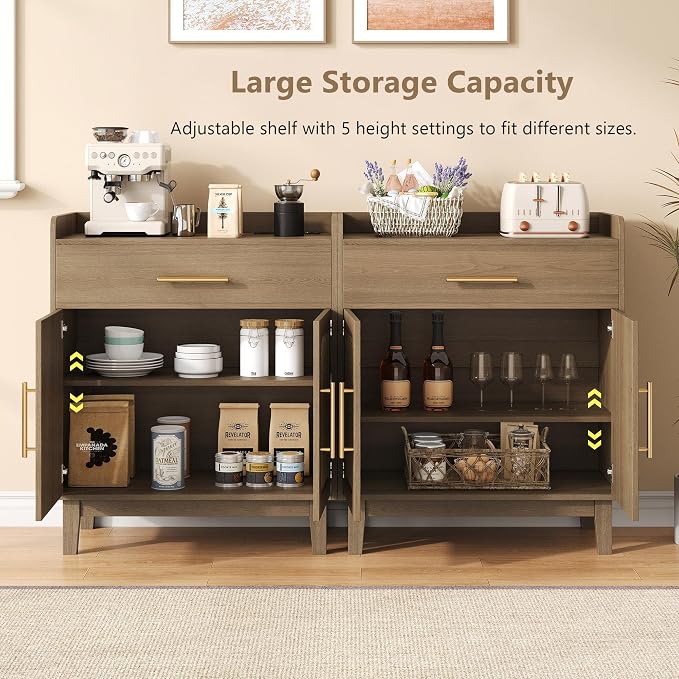60" Rattan Sideboard Buffet Cabinet - Image 4