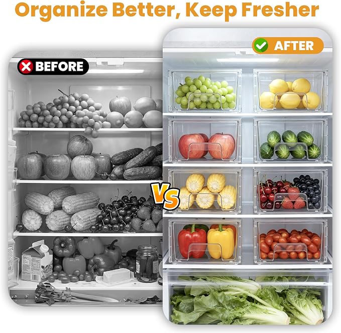 2 Pack Stackable Storage Drawers, Plastic Organizers Bins, Drawers Storage - Image 4