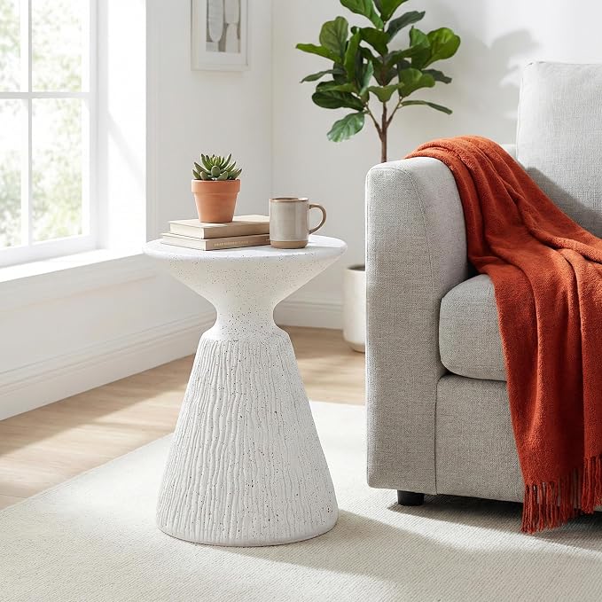 White Marble Speckled Side Table by Noeko