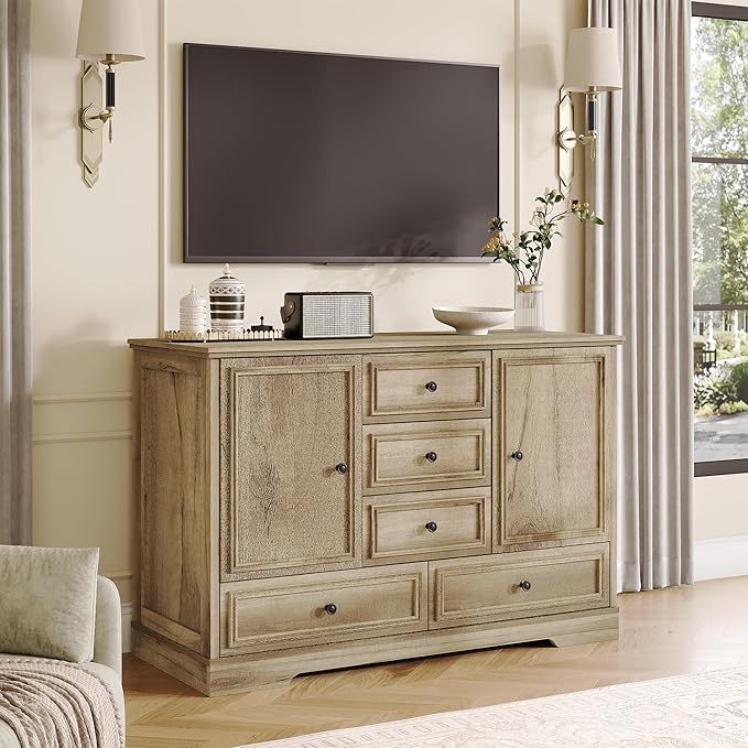 GarveeHome 47" Farmhouse Sideboard Buffet Cabinet, Sideboard Storage credenza - Image 3