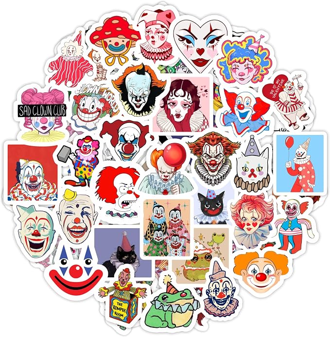 100Pcs Clown Stickers for Water Bottle and Laptop by BulbaCraft