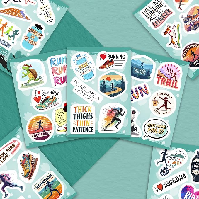 100Pcs Running Stickers for Water Bottles, Run Stickers, Runner Decals - Image 5