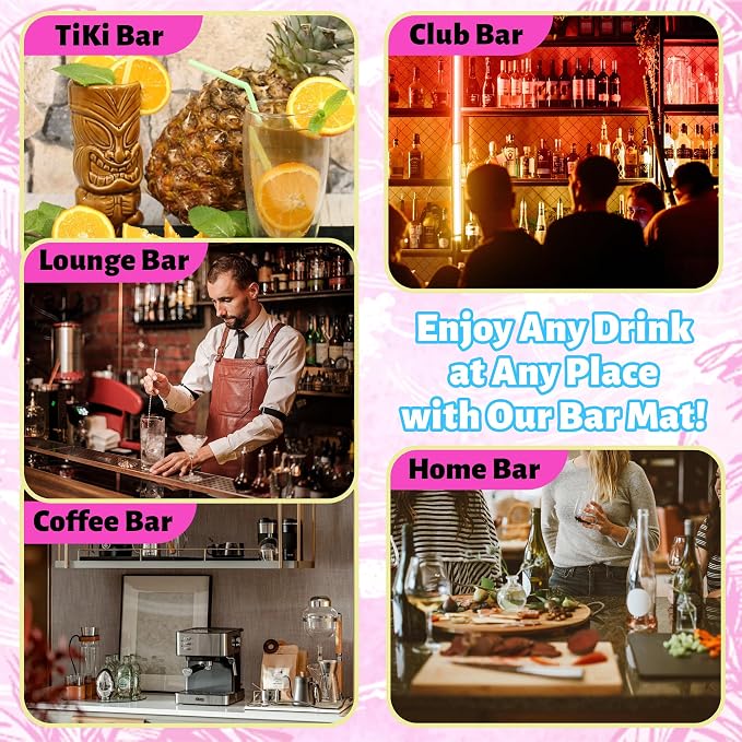 Decorative Rubber Bar Mat, Drainage Grooves & Prongs, Washable Bartender - Image 7