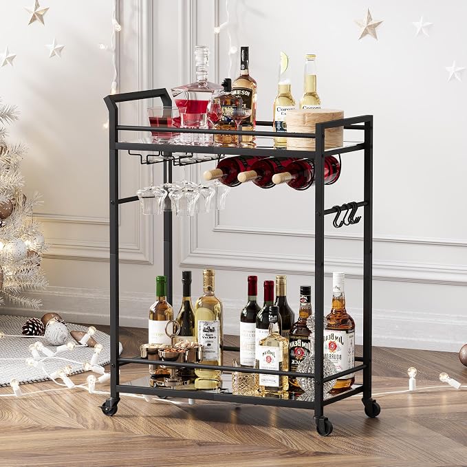 3 Tier Bar Cart, Small Beverage Cart, Mini Bar Cart by Unknown