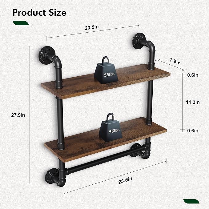 Merapi 24" Industrial Floating Shelves - Image 3