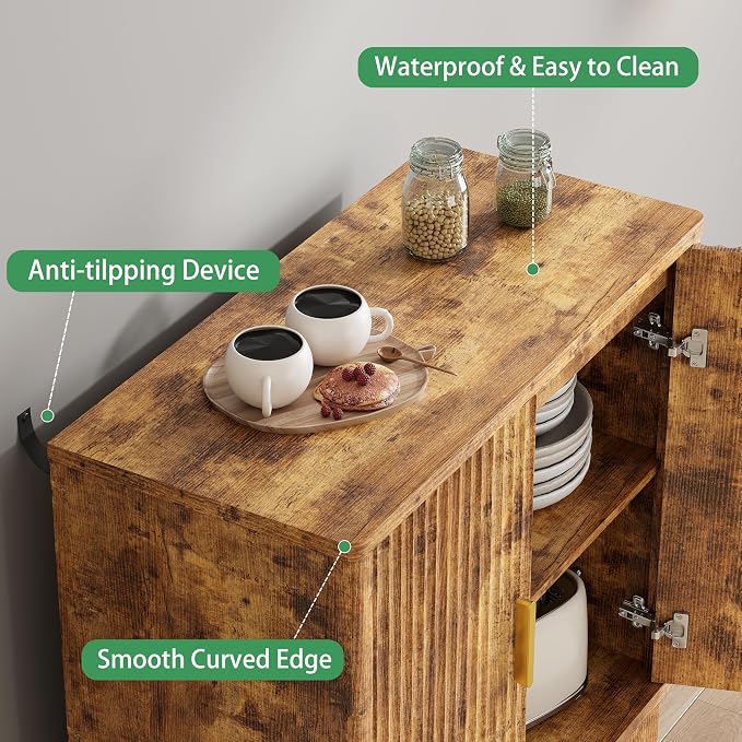 Xixini Fluted Sideboard Buffet Cabinet - Image 5