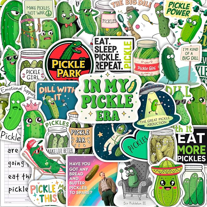 100Pcs Pickle Stickers for Water Bottle and Laptop by BulbaCraft