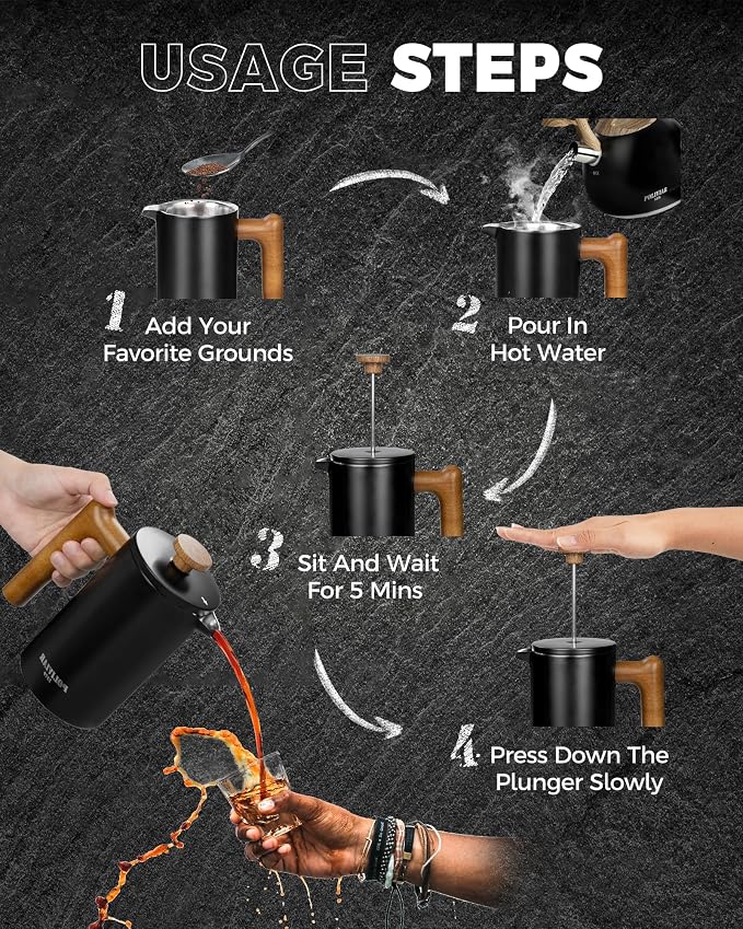 POLIVIAR French Press Coffee Maker, 21 oz Coffee Press - Image 6