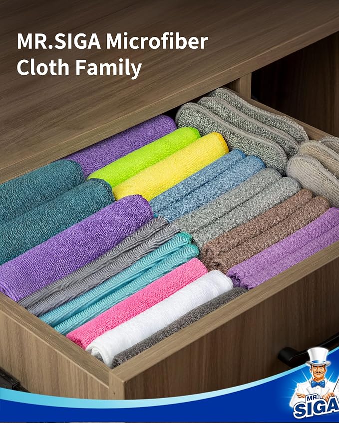 MR.SIGA Waffle Pattern Cleaning Cloths, Reusable Absorbent Microfiber Cleaning - Image 7