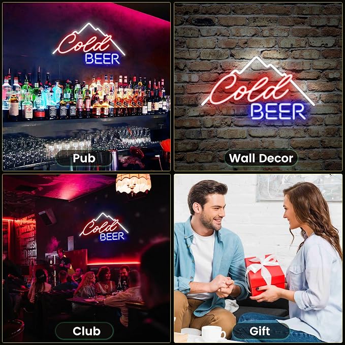 Kavaas Cold Beer Neon Sign 16.5" x 9.4", Neon Beer Signs - Image 6